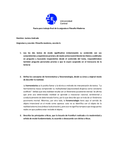 Filosofía Moderna: Tarea sobre Hermenéutica y Escuela de Frankfurt