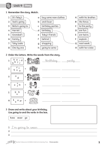 Birthday Story Comprehension Worksheet