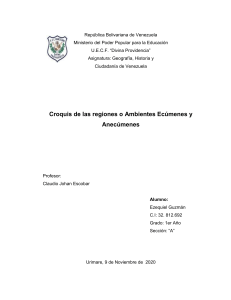 Regiones Ecúmenes y Anecúmenes en Venezuela: Tarea de Geografía