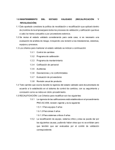 Mantenimiento Estado Validado: Recalificación y Revalidación