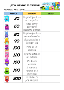 Ficha de Puntos para Estudiantes: ¡Gana Premios!