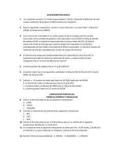 Ejercicios de Estequiometría Básica: Moles, Fórmulas y Composición