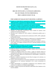 Indicadores de Biología: Biología Celular, Genética, Evolución