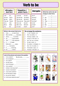 Verb 'To Be' Worksheet: English Grammar Practice