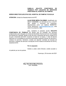 SOLICITO CONSTANCIA DE TRABAJO LOCACION DE SERVICIOS - HPT