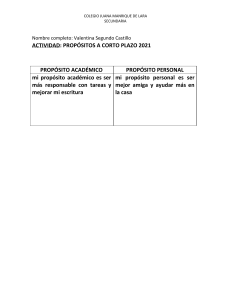 Propósitos a Corto Plazo 2021 - Valentina Segundo Castillo