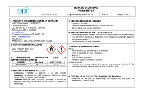 FARBEN® 65: Hoja de Seguridad del Gel Antibacterial