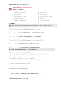 English Grammar: Conditionals & Purpose Clauses Worksheet