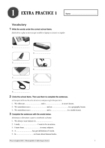 ESL Vocabulary & Grammar Worksheet: School Items & Tenses