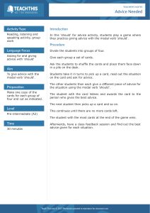 ESL Advice Game: Should for Advice