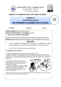 Hoja de Trabajo: No Tomarás el Nombre de Dios en Vano