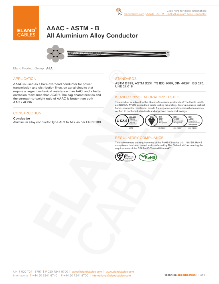 Aaac Astm B All Aluminium Alloy Conductor