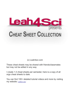 Organic Chemistry Cheat Sheets Collection