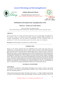 Keratinase Purification from Aspergillus flavus S125