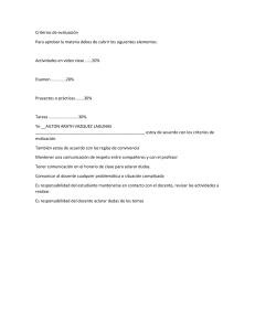 Criterios de Evaluación: Actividades, Examen, Proyectos y Tareas