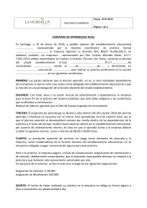 Convenio Aprendizaje Dual Agrícola La Hornilla SPA