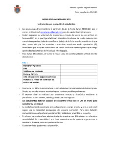 Mesas de Exámenes Abril 2021 - Instituto Sagrada Familia