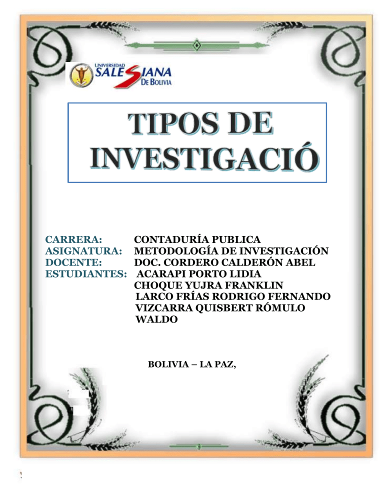 tipos de investigacion