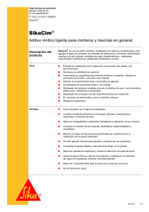 SikaCim®: Aditivo Vinílico para Morteros - Hoja Técnica