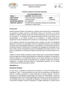 Educación Inclusiva y Nutrición: Ensayo Manuela Espejo