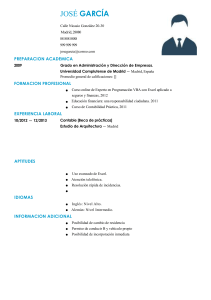 Currículum Vitae José García - Administración y Dirección de Empresas