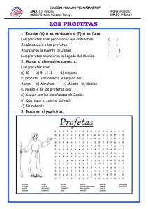 Profetas: Ejercicios de Religión para 4to Grado