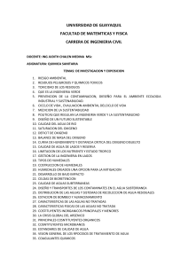 Temas de Investigación Química Sanitaria - Ingeniería Civil