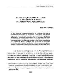 Construção Social da Saúde e Doença: Visão Psicossocial