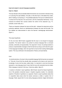Input & Output in Second Language Acquisition
