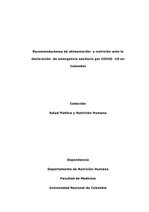 Recomendaciones Nutrición COVID-19 en Colombia