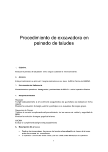 Procedimiento de Excavadora en Peinado de Taludes