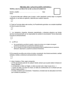 Prueba BPA: Buenas Prácticas de Almacenamiento
