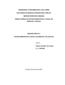 Estado Democrático, Social, de Derecho y de Justicia: Análisis Crítico