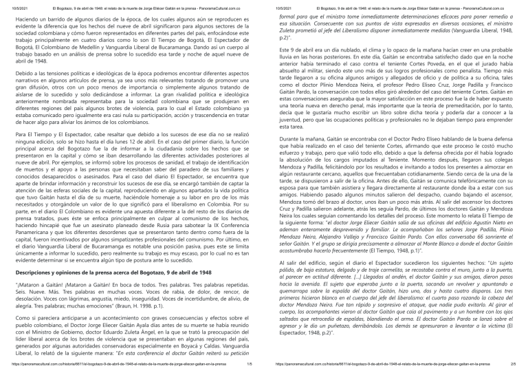 El Bogotazo, 9 De Abril De 1948 El Relato De La Muerte De Jorge Eliécer ...