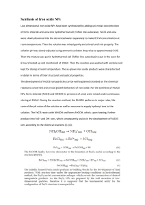 Iron Oxide Nanoparticle Synthesis: Hydrothermal Method
