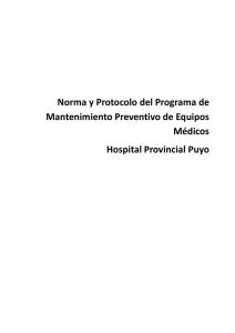 Mantenimiento Preventivo Equipos Médicos - Hospital Puyo