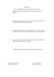 Ficha Implementación PEI 2021: Gestión Institucional