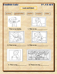 English Quiz for 1st Grade: Family, Pronouns, Colors