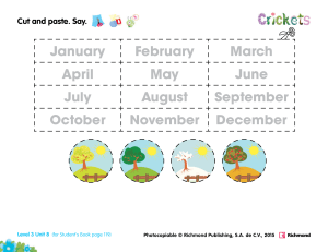 Months and Seasons Worksheet for Elementary School
