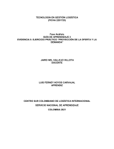 Proyección Oferta y Demanda: Guía de Aprendizaje Logística