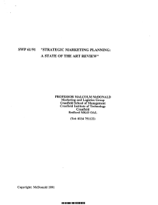 Strategic Marketing Planning: A State-of-the-Art Review