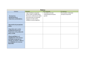 Rúbrica de Evaluación: Resolución de Problemas y Pensamiento Crítico