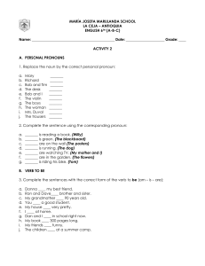 English Grammar Worksheet: Pronouns & Verb 'To Be'