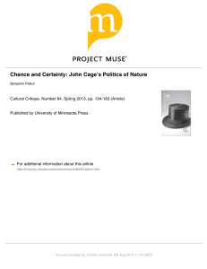 Chance and Certainty- John Cage’s Politics of Nature- Benjamin Piekut