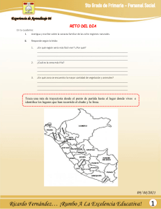 Regiones Naturales del Perú: Hoja de Trabajo Primaria