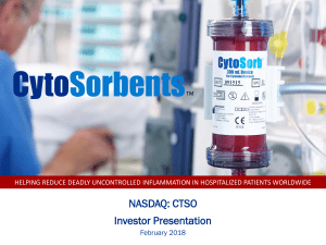CytoSorbents (CTSO) Investor Presentation - Feb 2018