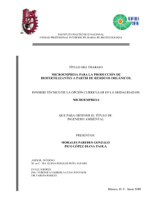 Microempresa de Biofertilizantes: Informe Técnico Ambiental