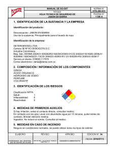 Hoja Técnica de Seguridad: Jabón en Barra - Detergentes Ltda.