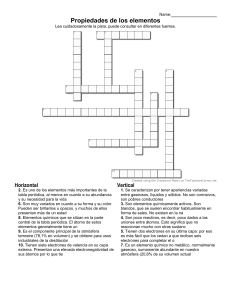 Crucigrama: Propiedades de los Elementos Químicos