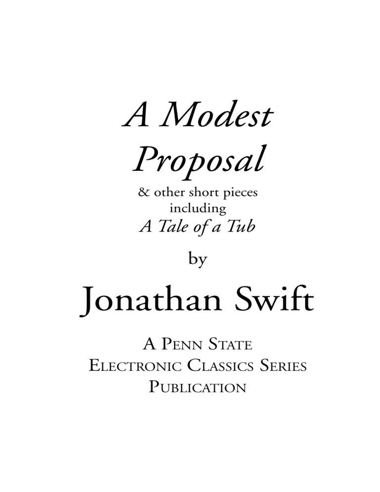 Jonathan Swift A Modest Proposal